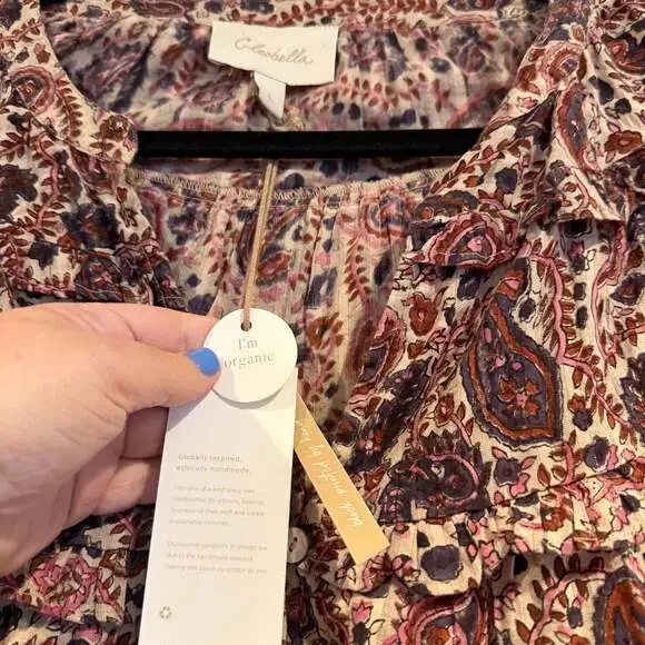 NWT Cleobella Organic Cotton Boho Paisley Ruffle Blouse Size Large - Picture 2 of 3